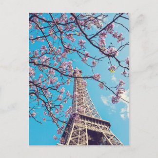 Paris Eiffel Tower Blooms in Springtime Postcard