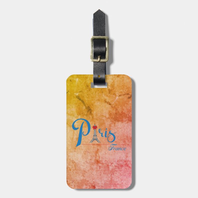 Paris Eiffel Tower Bow Stylish Colourful Luggage Tag (Front Vertical)