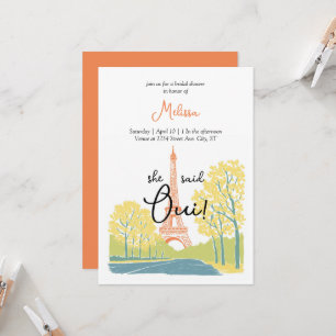 Paris Eiffel Tower bridal shower invitations