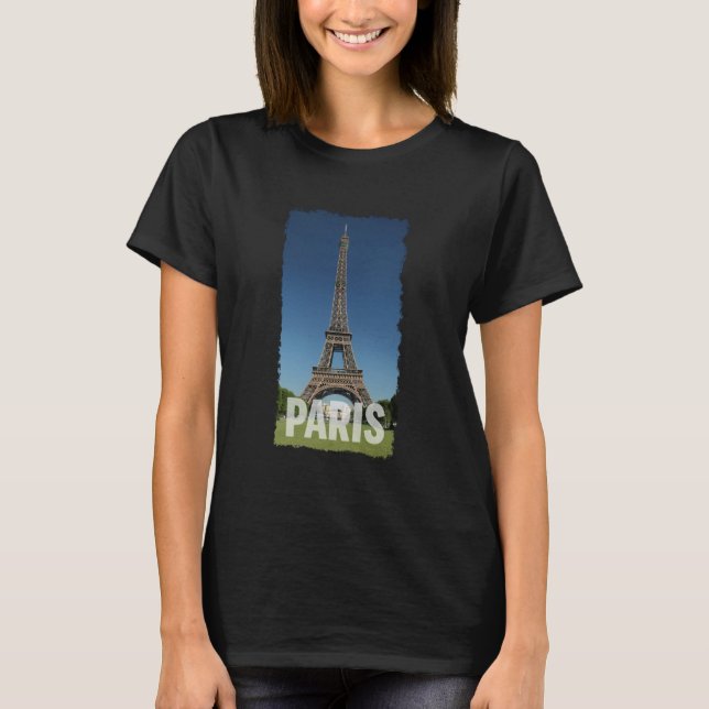 Paris Eiffel Tower Brushed Print T-Shirt (Front)