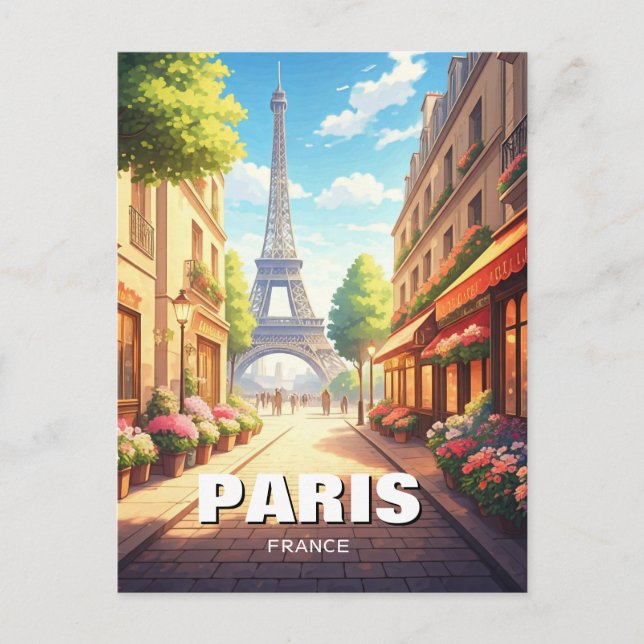 Paris Eiffel Tower Cafes Postcard (Front)