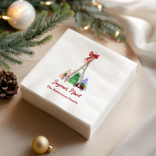 Paris Eiffel Tower Christmas Holiday Custom Napkin