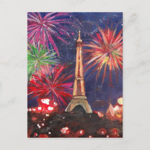 Paris Eiffel Tower City of Love with Silvester New Postcard