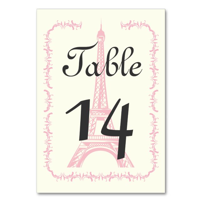 Paris Eiffel Tower classic wedding table number (Front)