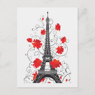 Paris Eiffel tower elegant stylish silhouette Postcard