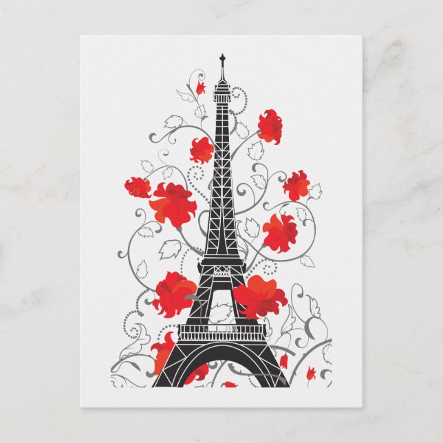 Paris Eiffel tower elegant stylish silhouette Postcard (Front)