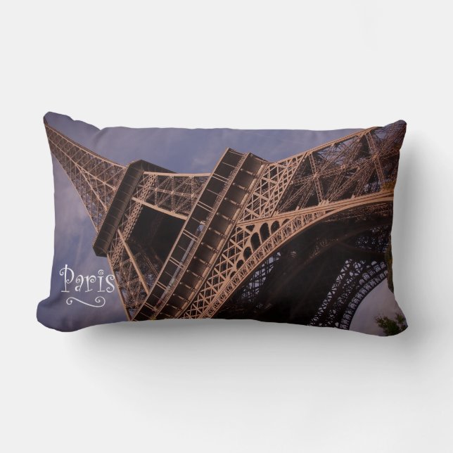 Paris Eiffel Tower Famous Landmark Photo Lumbar Cushion (Front)