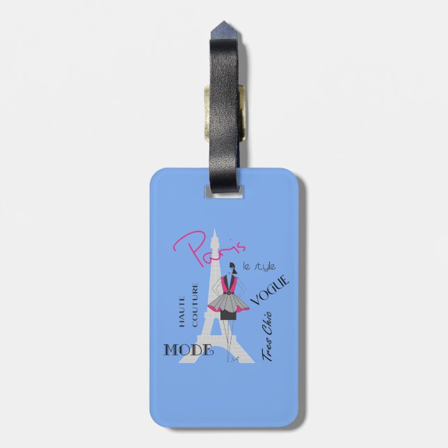 Paris  Eiffel Tower Fashion Cool Luggage Tag (Back Vertical)