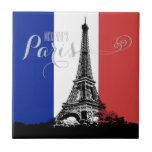 Paris Eiffel Tower France Flag Monogram Ceramic Tile<br><div class="desc">This chic ceramic tile features a black Eiffel Tower graphic with "Paris" in modern script with a name for you to personalise. The background is the red,  white and blue flag of France. Designed by world renowned artist ©Tim Coffey.</div>