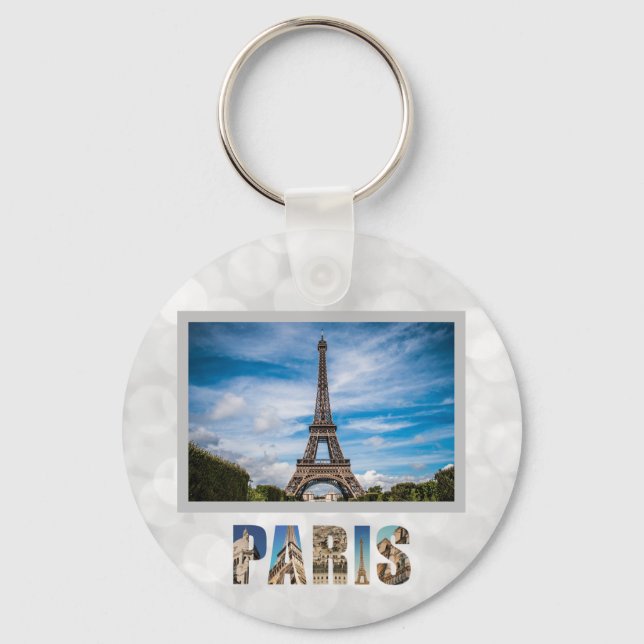 Paris Eiffel Tower France French City Travel Photo Key Ring (Front)