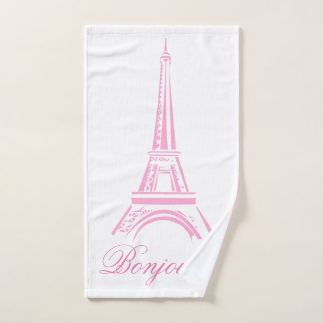 Paris Eiffel Tower France Pink  Decor  Hand Towel (Hand Towel)