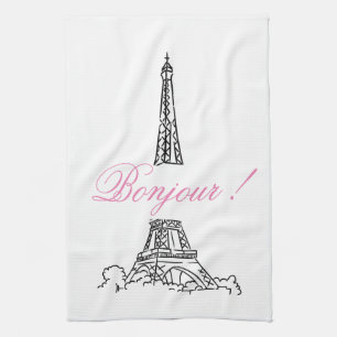 Paris Eiffel Tower France Pink  Decor  Hand Towel