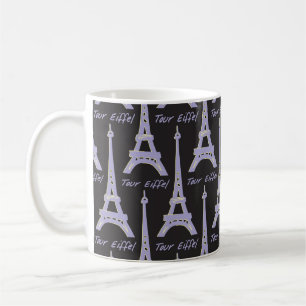 Paris Eiffel Tower France Purple and Black Mug
