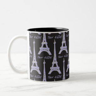 Paris Eiffel Tower France Purple and Black Mug