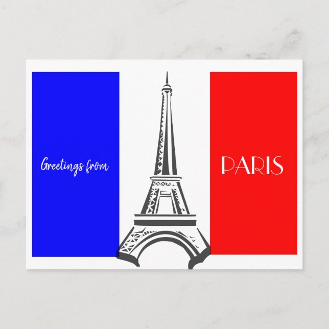 Paris Eiffel Tower French Flag Postcard (Front)