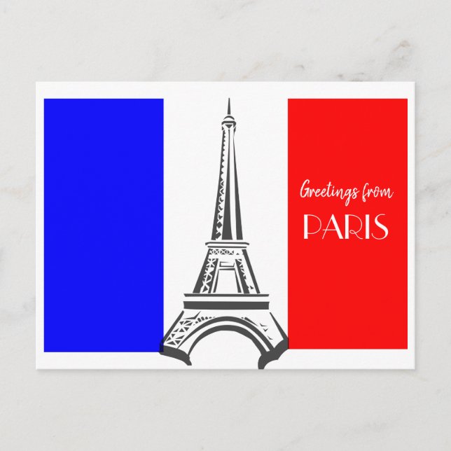 Paris Eiffel Tower French Flag Postcard (Front)