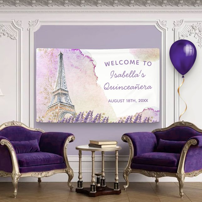 Paris Eiffel Tower French Lavender Welcome Banner (Creator Uploaded)