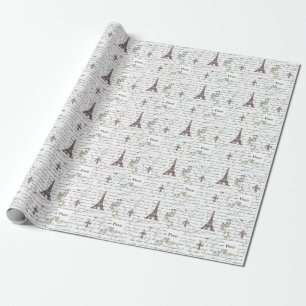 Paris Eiffel Tower French Scrolls Wrapping Paper