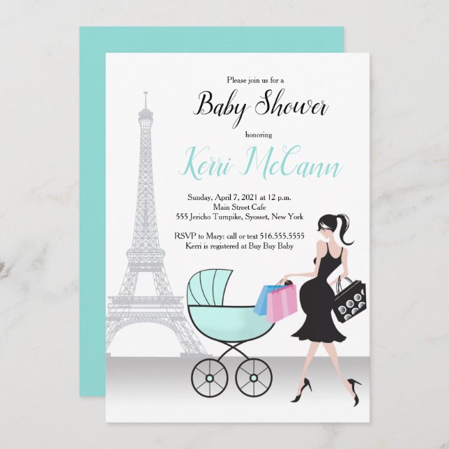 Paris Eiffel Tower generic Baby Shower Invitation (Front/Back)