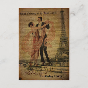 paris eiffel tower girly parisian birthday party invitation