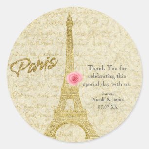Paris Eiffel Tower Gold & Pink Elegant Stickers