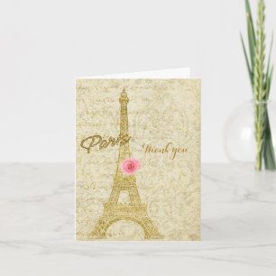 Paris Eiffel Tower Gold & Pink Glam Elegant Card