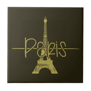 Paris Eiffel Tower Graphic Design Tile