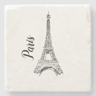 Paris Eiffel Tower Illustration Stone Coaster