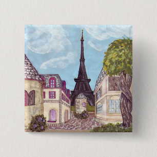 Paris Eiffel Tower inspired landscape button