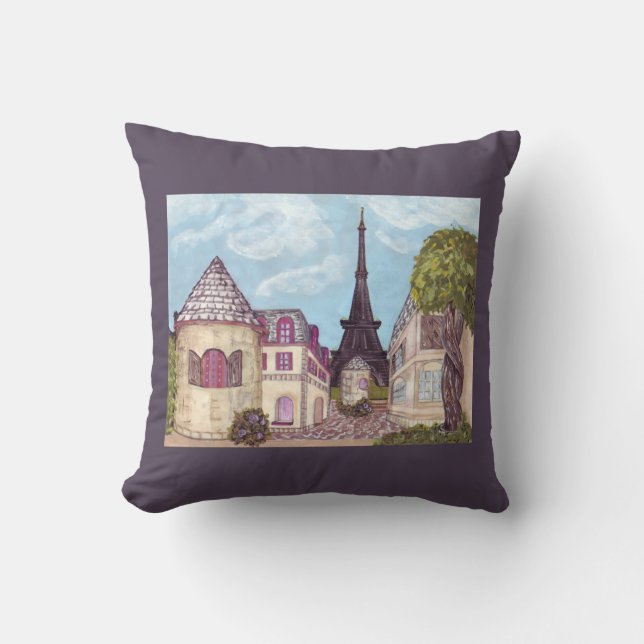Paris Eiffel Tower inspired landscape pillow (Front)