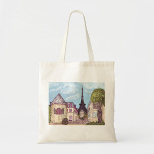 Paris Eiffel Tower inspired landscape tote bag