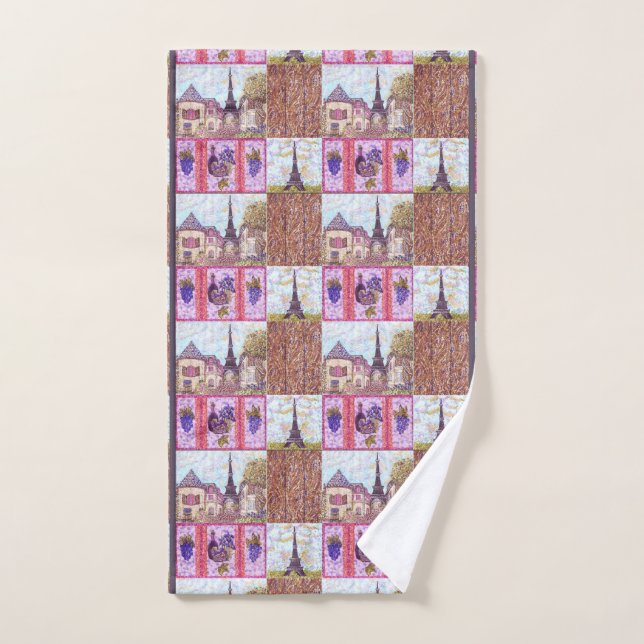 Paris Eiffel Tower inspired pointillism collage Hand Towel (Hand Towel)