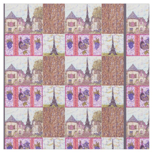 Paris Eiffel Tower inspired pointillism fabric 2 (Close Up)