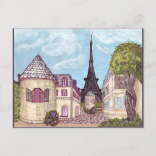 Paris Eiffel Tower inspired postcard