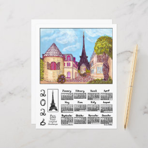 Paris Eiffel Tower Landscape 2026 Calendar Paper