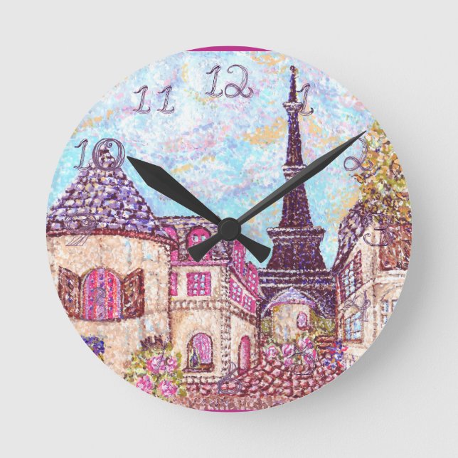 Paris Eiffel Tower landscape clock fabric numbers (Front)