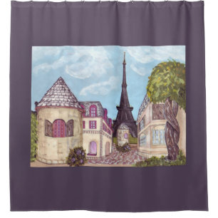 Paris Eiffel Tower landscape shower curtain