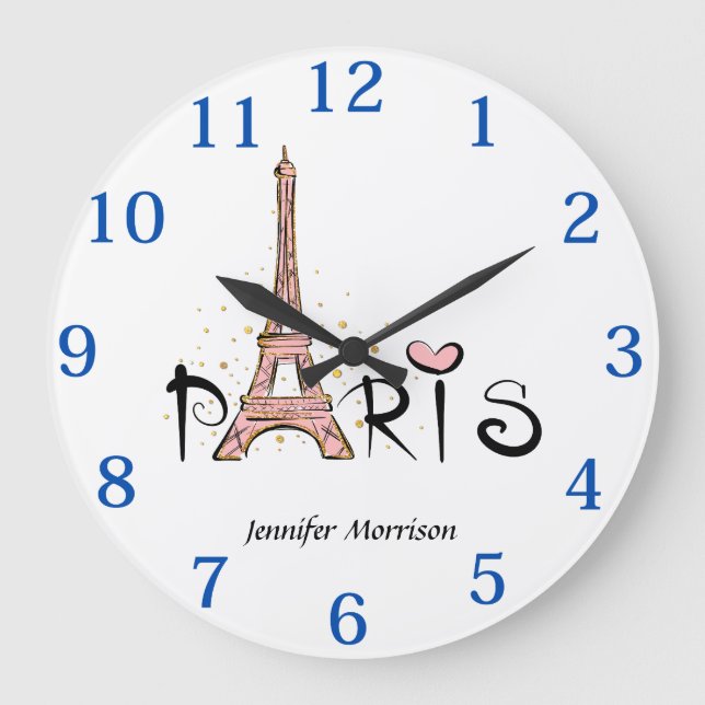 Paris Eiffel Tower Large Clock (Front)