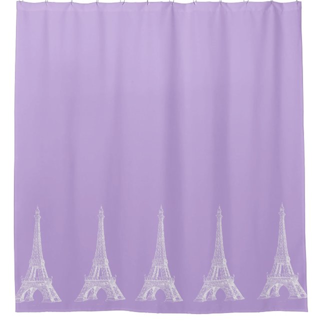 Paris Eiffel Tower Lavender Shower Curtain (Front)