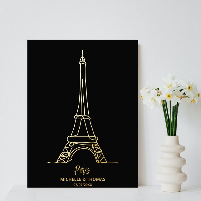 Paris Eiffel Tower Line Art Wall Travel Couple  Foil Prints (Creator Uploaded)