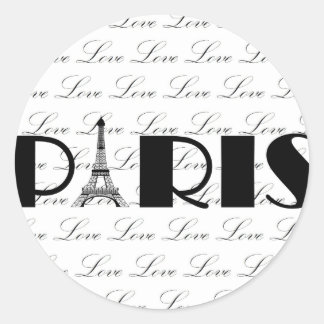 Paris Eiffel Tower Love Classic Round Sticker
