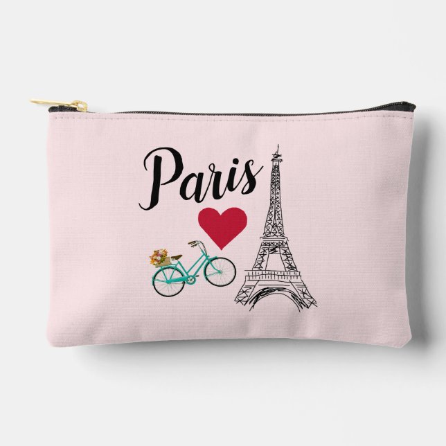 Paris Eiffel Tower Love Illustration Accessory Pouch (Front)
