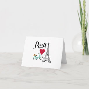 Paris Eiffel Tower Love Illustration Card