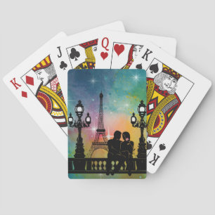 *~* Paris Eiffel Tower Lovers Rose Celestial Stars Playing Cards