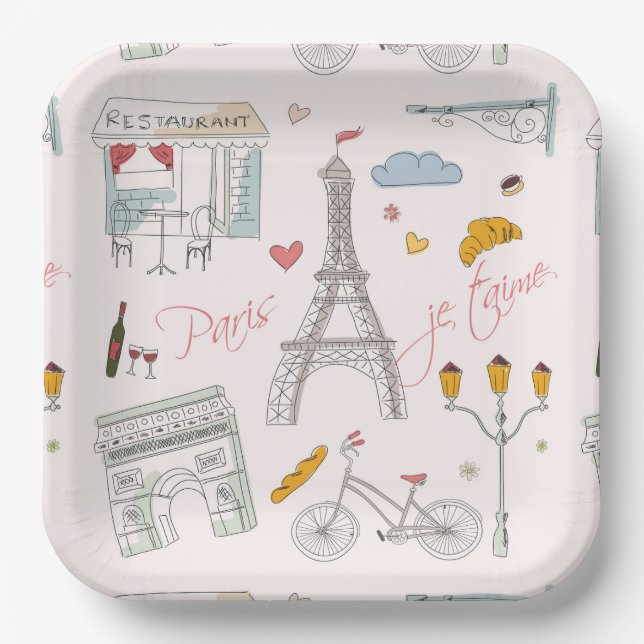 Paris Eiffel Tower  Paper Plate (Front)