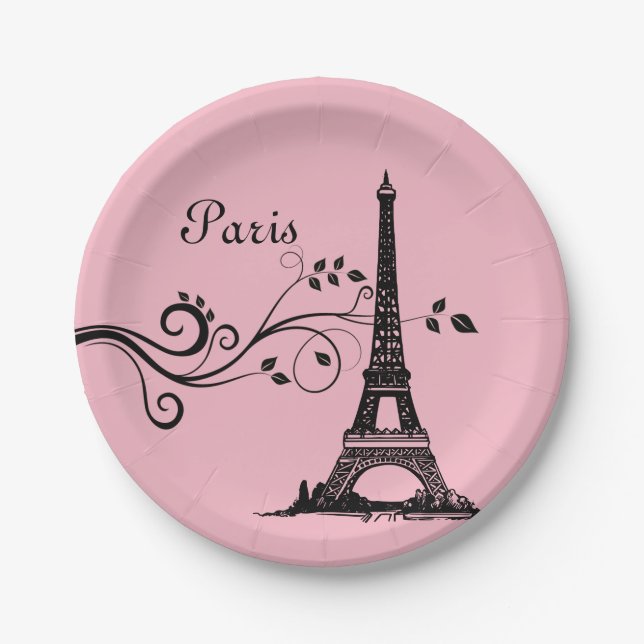 Paris Eiffel Tower Paper Plates (Front)