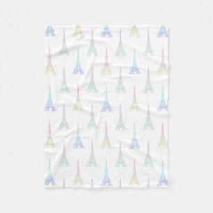 Paris Eiffel Tower Pastel Rainbow Fleece Blanket