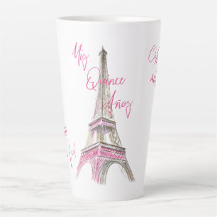 Paris Eiffel Tower Personalized Mis Quince Anos Latte Mug
