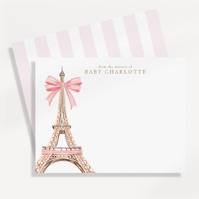  Paris Eiffel Tower Pink Baby Note Card (Creator Uploaded)