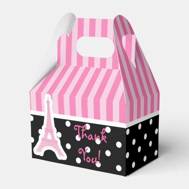 Paris Eiffel Tower Pink Birthday Party Favour Boxe Box (Front Side)